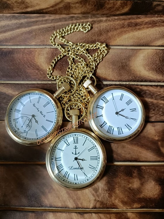 Montre de poche en laiton gravée personnalisée Cadeau