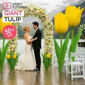 Zelfstudie en sjablonen grote tulpenbloem | DIY-reuzenbloemen voor woondecoratie, kunstinstallaties, modeshows en fotografierekwisieten