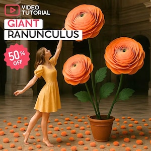 Tutorial per fiori di ranuncolo gigante / Grandi disegni floreali fatti a mano fai da te per interni di lusso, installazioni artistiche e occasioni speciali
