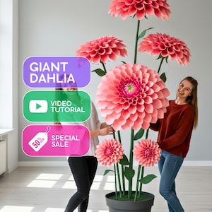 Plantilla de fondo de dalia de papel (grande) – Videotutorial – Flor gigante