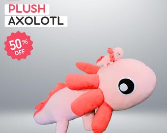 Axolotl — Gedetailleerde pdf-videotutorial voor het maken van een Axolotl-knuffel • Naaipatroon • Knuffeldier • Direct downloaden • Axolotl-pop