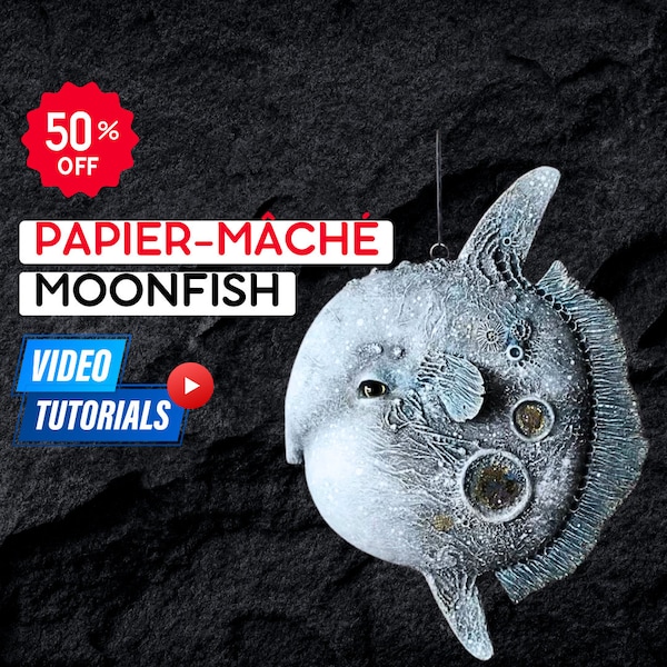 Pappmaché Mondfisch Video Tutorial - Modellieren von Mustern • Pappmaché Mondfisch • DIY Skulptur • Kunstwerk Schnittmuster • Digitaler Download