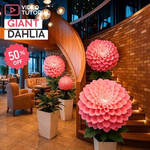 Modelli e tutorial per fiori di dalia grandi / Guida passo passo fai da te per grandi composizioni floreali fatte a mano e design d'interni creativo