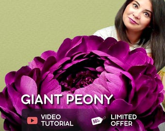 Grote papieren pioenroos – pdf-sjablonen – videotutorial – staande steun – gigantische bloem
