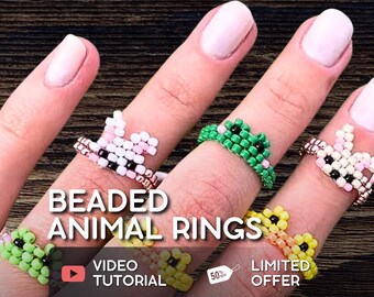 Beaded Animal Rings Video Tutorial: Frog, Bunny, Duck (Digital Download)