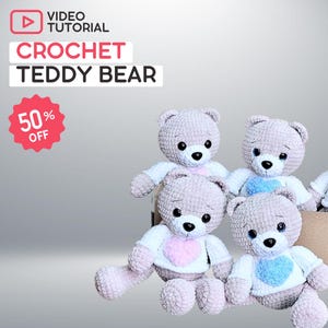 Teddy Bear Crochet toy Pattern video tutorial — Crochet animal toy • Hand-knitted doll • knitting pattern • amigurumi • diy plush • stuffed