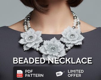 Beaded Smoky Flowers Brooch Pattern: Seed Bead Floral (PDF Digital Download)