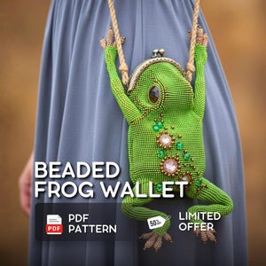Beaded Frog Wallet pattern PDF - Beaded frog purse • Beaded frog wallet • Seed bead patterns • Beadwork pattern • Beaded frog bag