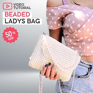 Beaded Ladys Bag pattern video tutorial - Beading Patterns • White Bag • Seed bead patterns • Beadwork pattern • Digital download