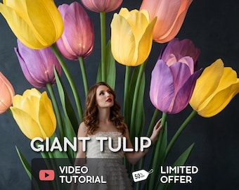 Molde de Tulipa Gigante – PDF – Tutorial em Vídeo – Suporte para Mesa – Flor Grande