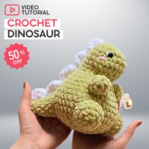 Dinosaur Crochet toy Pattern video tutorial — Crochet Dino toy • Hand-knitted doll • knitting pattern • amigurumi • diy plush • stuffed toy