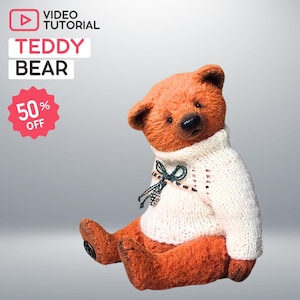 Teddy bear Realistic toy video tutorial —  fluffy fur bear toy •  Sewing pattern • Stuffed Animal • Instant Download • Animal Doll