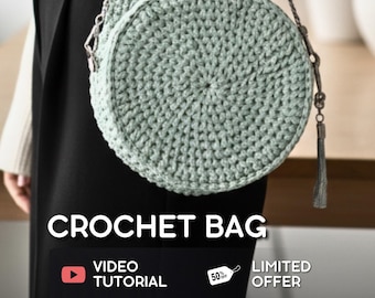 Crochet Bag Video Tutorial: Braided Cord Circular Bag (Digital Download)