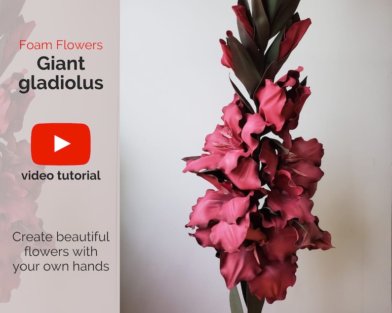 Giant flowers GLADIOLUS Flowers templates & video tutorial DIY flowers handmade flowers paper flowers flower svg giant flower image 2