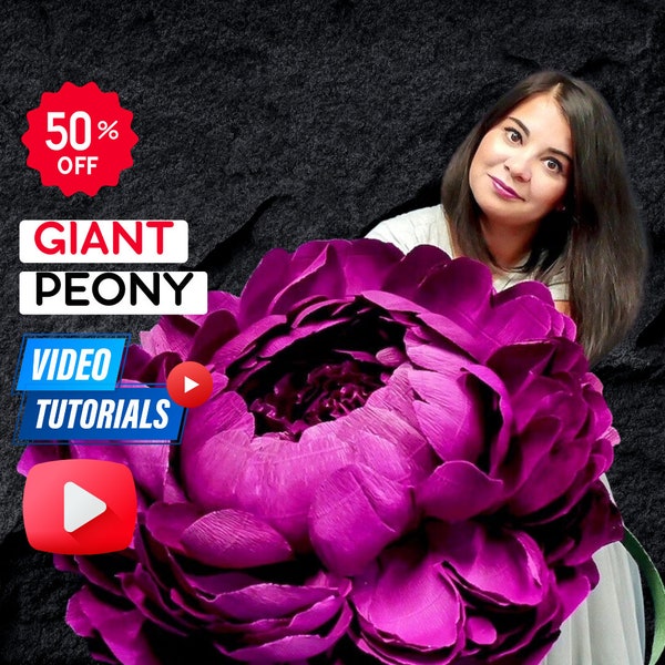 Giant flowers | PEONY — Flowers templates & video tutorial • DIY flowers • handmade flowers • paper flowers • flower making • giant flower