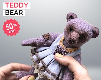 Gedetailleerde videotutorial teddybeer A tot Z: teddybeer met pluizige vacht • Naaipatroon • Knuffeldier • Direct downloaden • Teddybeerpop