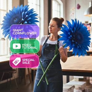 Standing Paper Cornflower – Template – Video Tutorial – Giant Flower