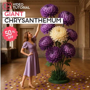 Giant Chrysanthemum Flower Tutorial: DIY Templates (Video)