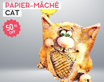 Papier-Mâché Cat Sculpture video tutorial - Sculpting Patterns • Papier-Mâché Cat • DIY Sculpture • Artwork pattern • Digital download