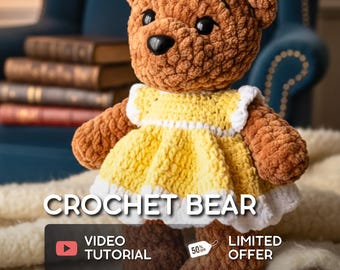 Crochet Bear Toy Pattern: Plush Amigurumi with Dress (Video Tutorial)