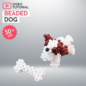 Beaded Dog pattern video tutorial - Dog Beading Patterns • Beaded dog • Seed bead patterns • Beadwork pattern • Digital download
