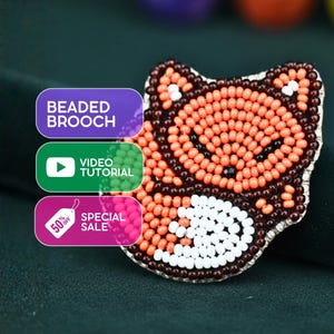 Gestickte Fuchs Brosche Meisterklasse. Ausführliche DIY-Anleitung zum Basteln von künstlerischen, handgenähten Perlen-Accessoires