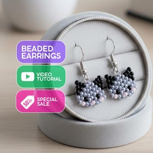 Cat Brick Weave Earrings DIY Video Tutorial: Beaded Jewelry Masterclass