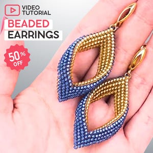 Beaded Earrings pattern video tutorial - Beading Patterns • Earrings • Seed bead patterns • Beadwork pattern • Digital download