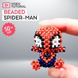 Beaded Spider-Man pattern video tutorial - Spider-Man Beading Patterns • Beaded Spider-Man • Seed bead patterns • Pattern • Digital download