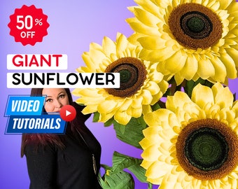 Giant flowers | Sunflower — Flowers templates & video tutorial • DIY flowers • handmade flowers • paper flowers • flower svg • giant flower