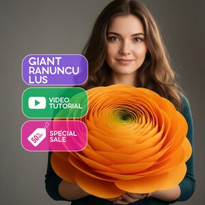 Große EVA Foam Ranunkel – Anleitung + Schnittmuster – PDF – Video Anleitung – Stehende Requisite – Riesenblume