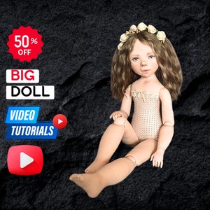 Big doll Realistic toy pdf + video tutorial —  Girl doll toy •  Sewing pattern • Stuffed Doll • Instant Download • Girl Doll