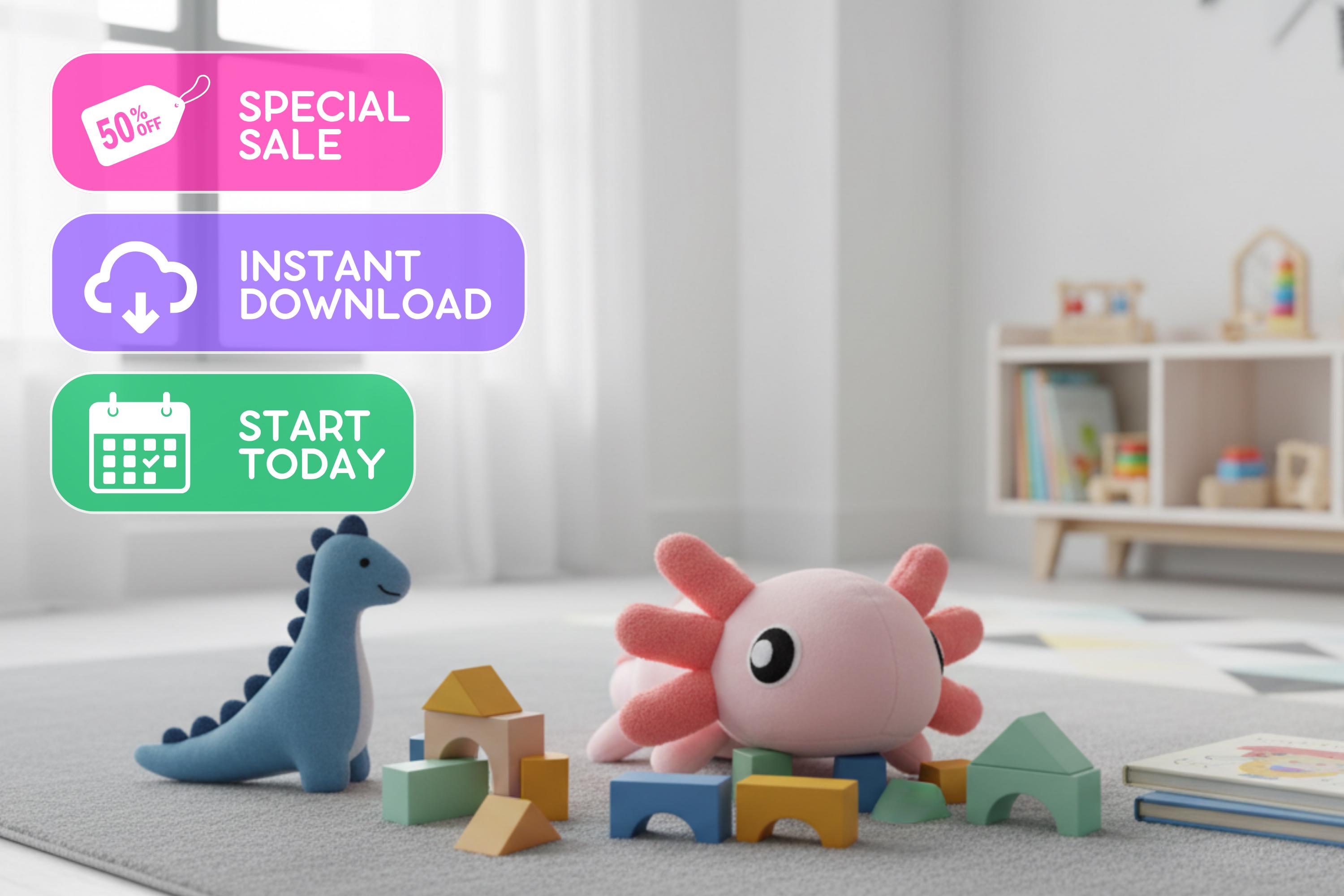 アホロートルのぬいぐるみの縫製パターン：詳細なビデオチュートリアル