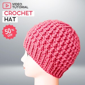 Relief Pattern Crochet Beanie. Step-by-Step Video Tutorial for Stunning Crochet Hat Creation