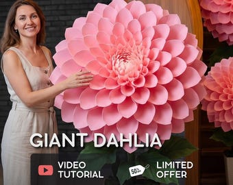 Molde de Dália Gigante – PDF – Tutorial em Vídeo – Suporte para Decoração – Flor Grande