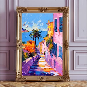 French Riviera Wall Decor - Mediterranean Coast Europe Travel Art Print - Colorful Côte d&#39;Azur Art