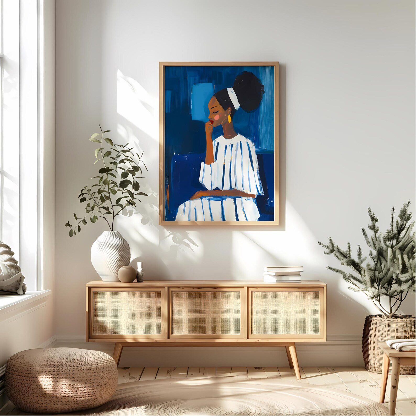 Royal Blue Abstract People Art Print - Contemporary Modern Wall Decor ...