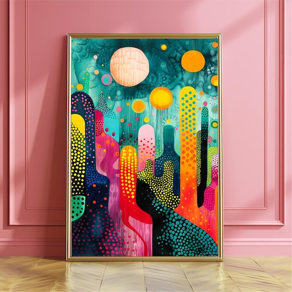 Yayoi Kusama Inspired Art Poster Print - Vibrant Japanese Wall Art