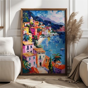 Colorful Europe Travel Print, Mediterranean Coast Wall Art, France Travel Gift, French Riviera Wall Decor, Côte d&#39;Azur, Blue Coast