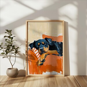 Rottweiler Dog Wall Art Print, Abstract Oil Painting Style, Cute Pet on ...