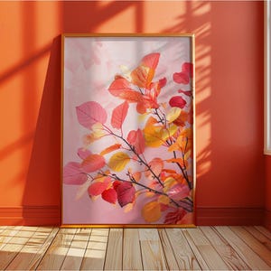 Bunter Herbst-Wand-Kunstdruck Plakat, Herbst-Blattzweig-Wand-Kunstplakat, festliches Erntedank-Dekor