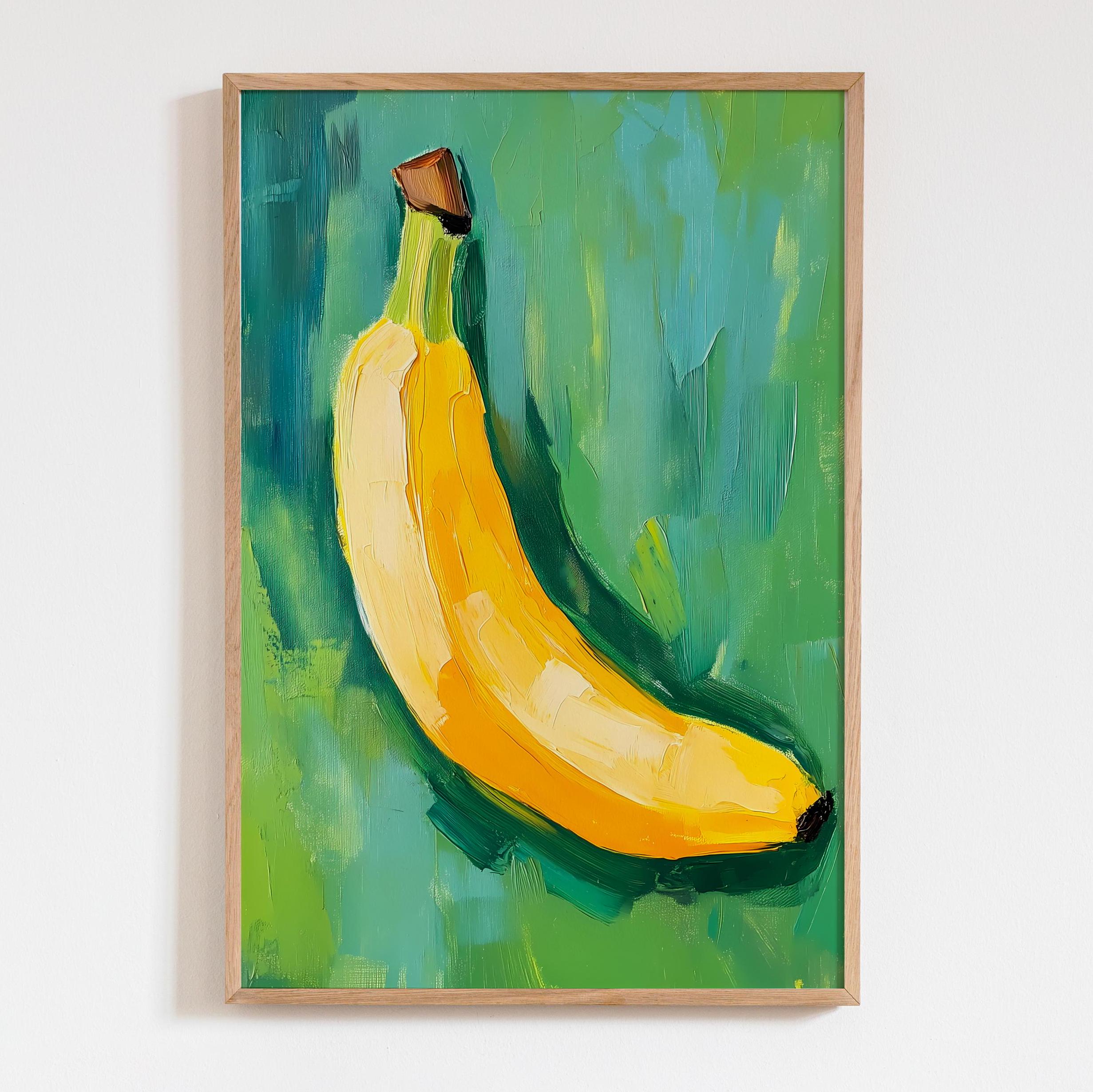 Dopamine Kitchen Art, Colorful Banana Poster, Maximalist Food