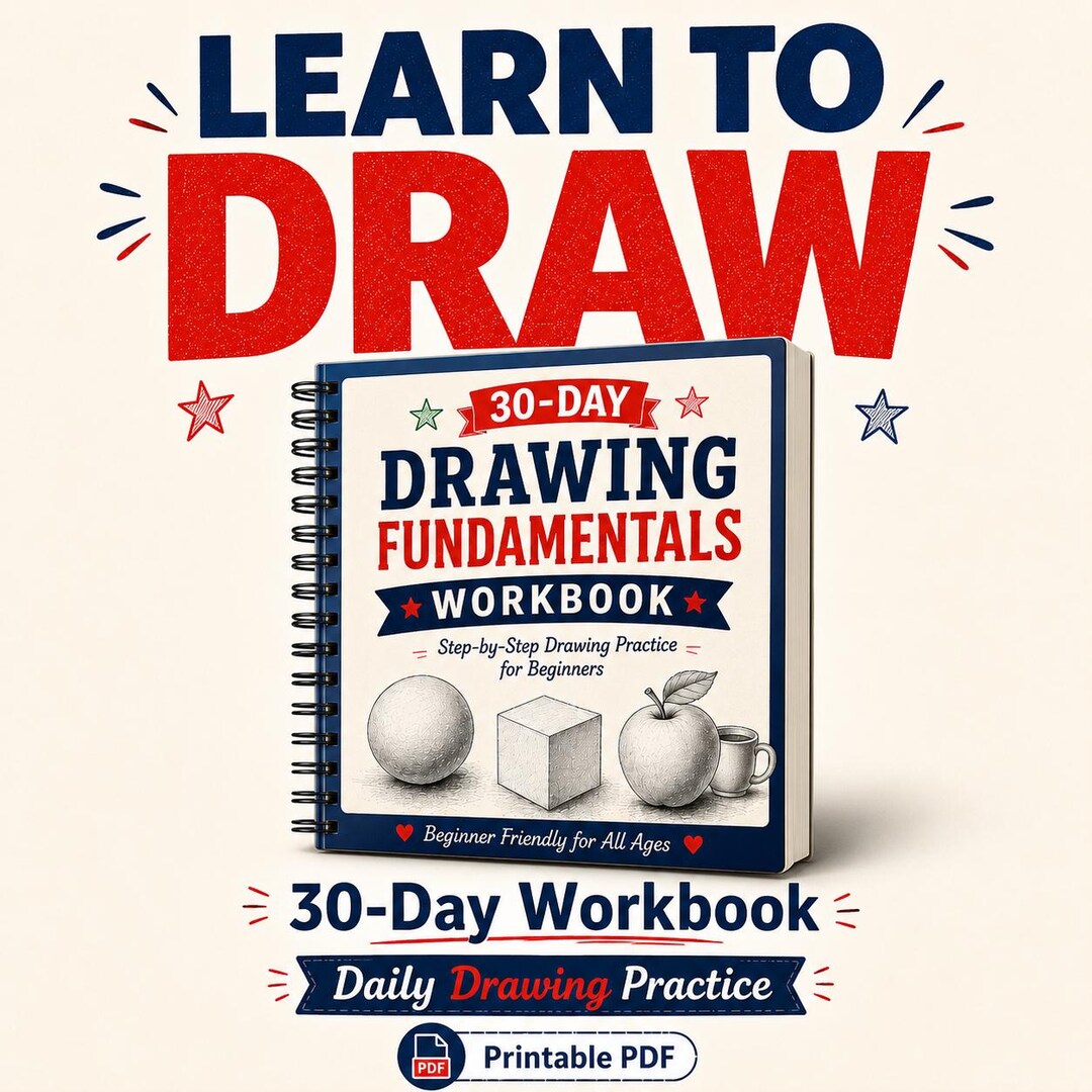 30-day Drawing Practice Workbook, Beginner Sketching Exercises (printable PDF) - Etsy
