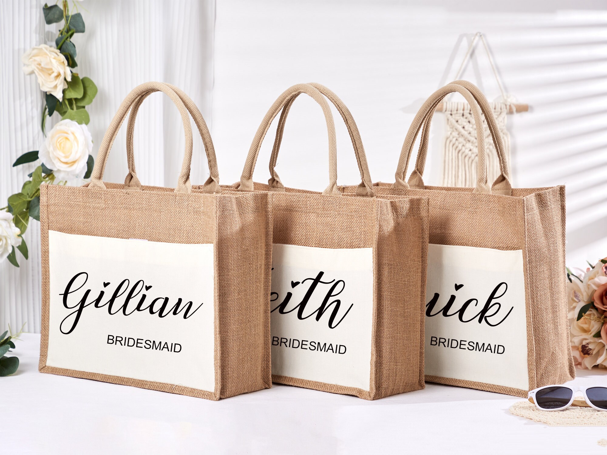 Custom Burlap Tote Bag Personalised Bridesmaid Burlap Bag - Etsy UK