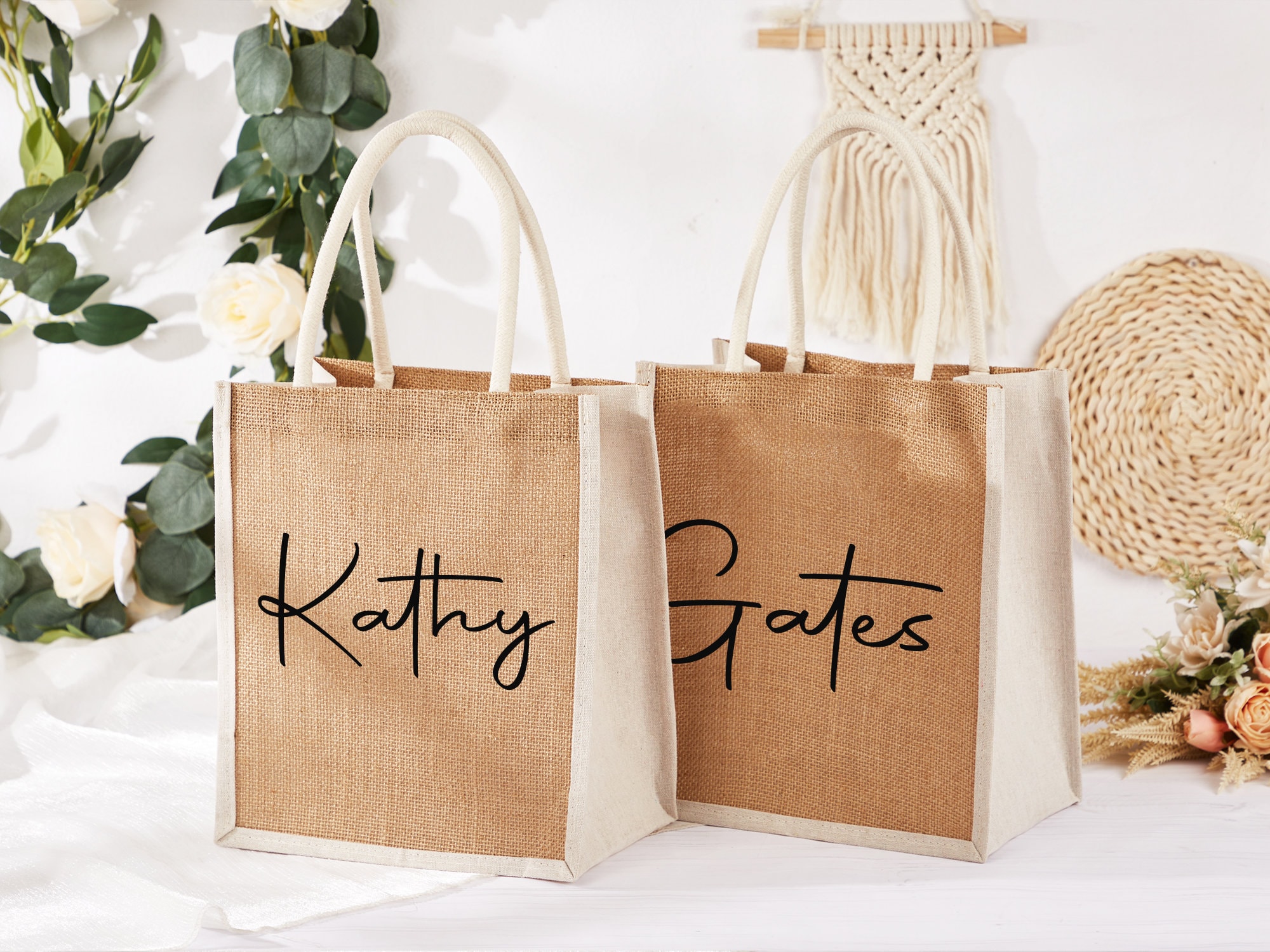 Personalized Burlap Bag for Bridesmaid Beach Bag Wit Name Jute - Etsy UK