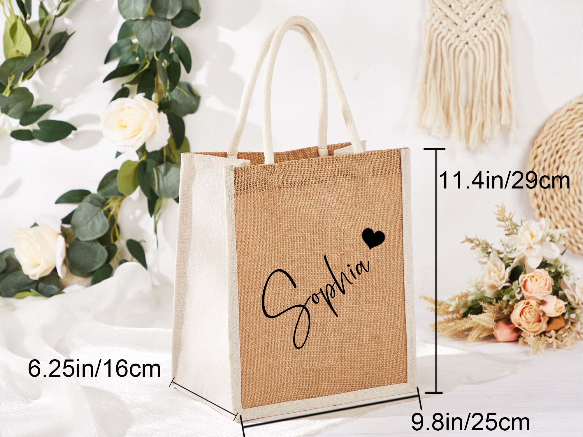 Personalized Burlap Bag for Bridesmaid Beach Bag Wit Name Jute - Etsy UK
