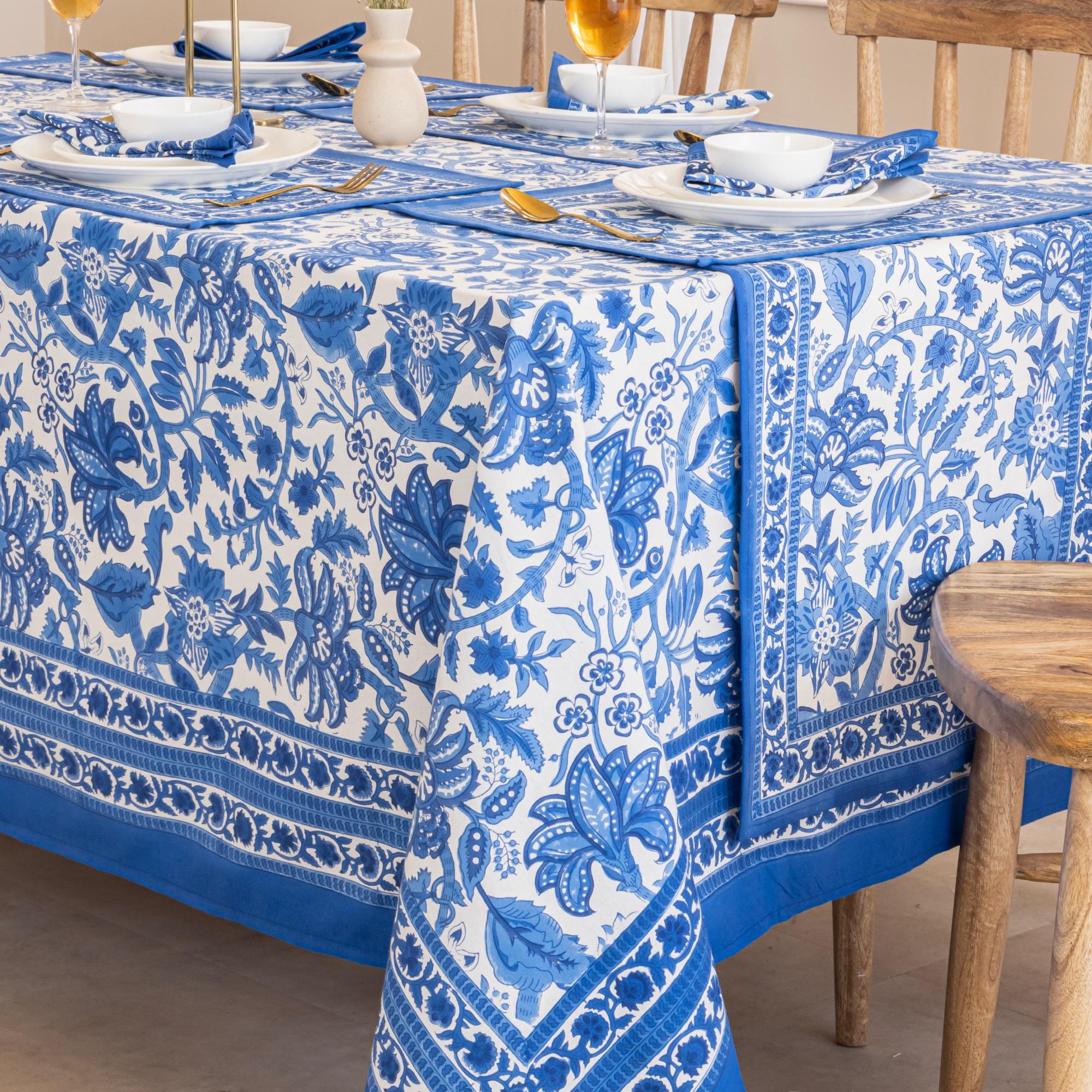 Blau weisse tischdecke