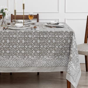 Mantel de algodón con estampado floral - Mantel bohemio para mesa de comedor