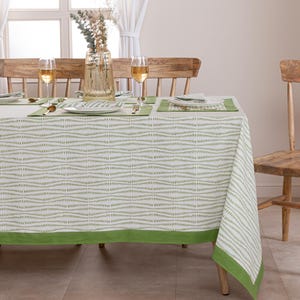 Apple Green Rectangular Table Cover, French Table Top Decor, Farmhouse Decor, Garden Tablecloth, Square Table Top Decor, Housewarming Gift