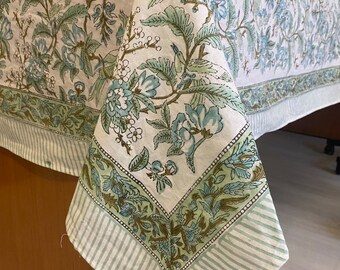 FRENCH FLORAL Table Cover | Wedding Home Party Event Restaurant Patio Outdoor Gift | Vintage Table Top Cover | Sage Green Table Cover